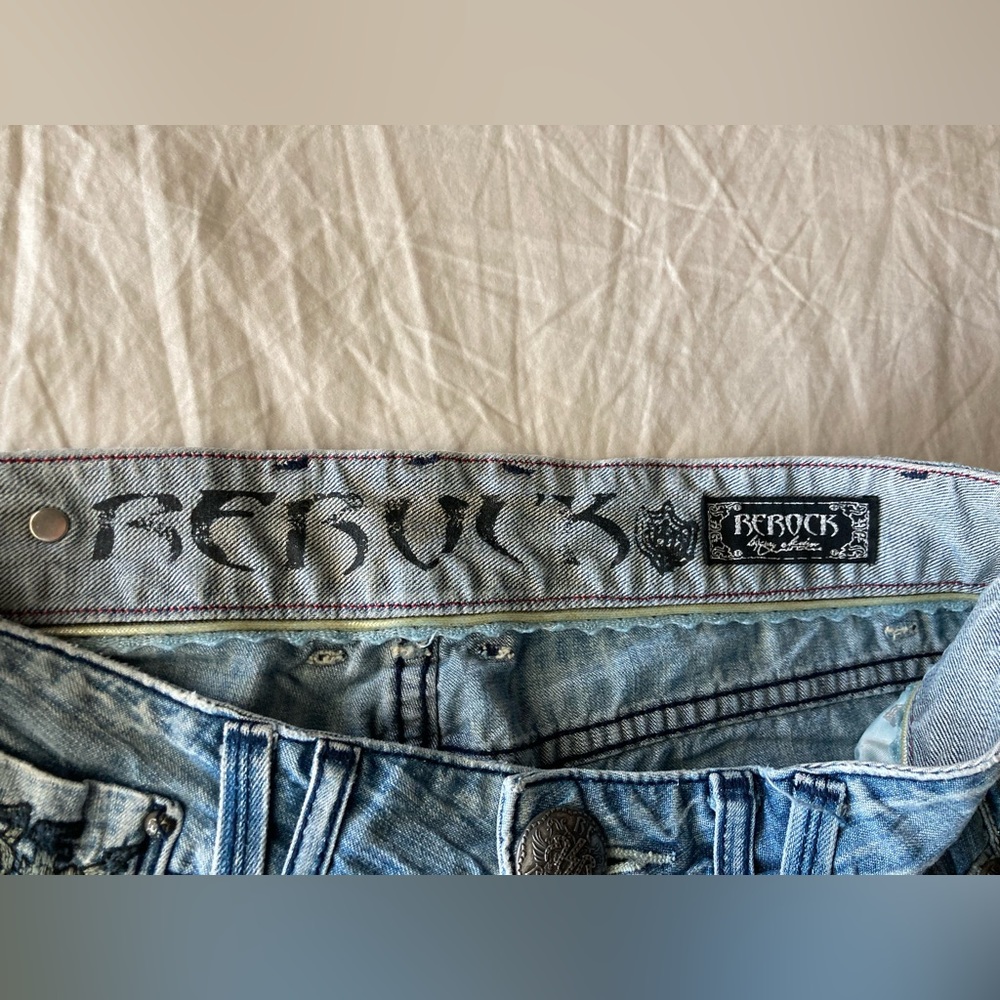 Vintage Rerock Women’s Embroidered Wide Leg Jeans - Picture 4 of 16